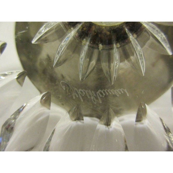 Val St. Lambert Crystal BALMORAL Cake Stand with Metal Base Signed - Picture 6 of 12